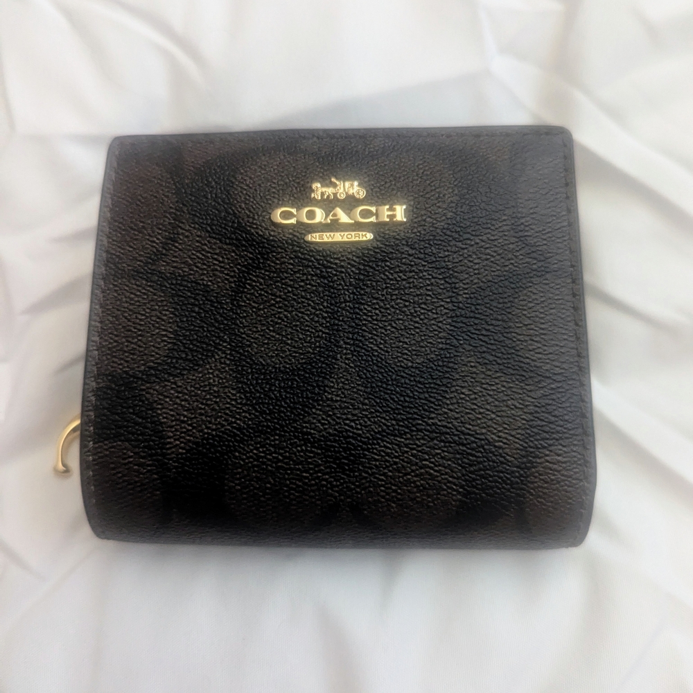 Coach Black Wallet with Gold Accents